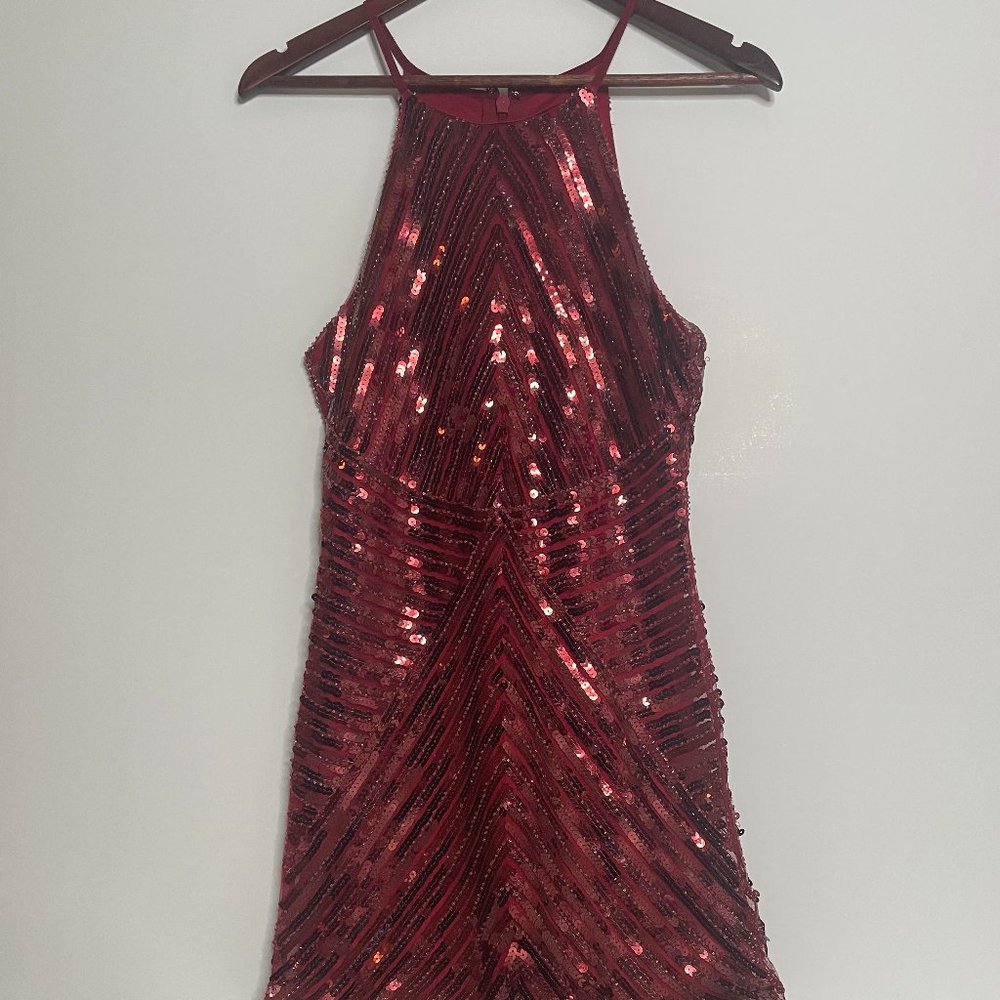 Red Sequin Halter Minidress